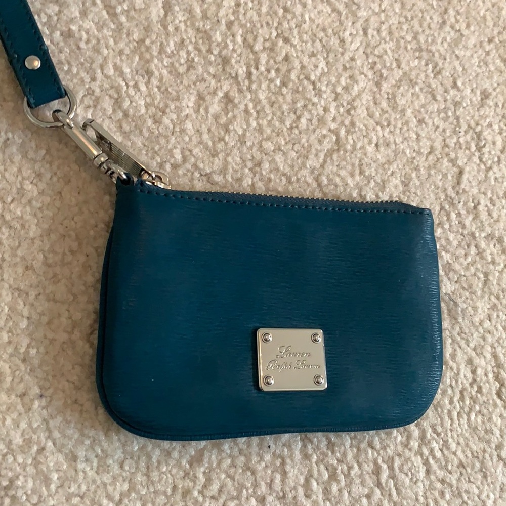 Lauren Ralph Lauren teal mini wristlet